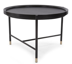 Table basse ronde en métal, table d'appoint moderne pour salon, table centrale noire, durable et facile à nettoyer, avec rangement - Product Image 1