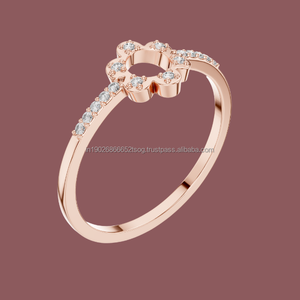 14K Silver Diamond <b>Ring</b> Party Wear Jewelry with <b>CZ</b> Stones - Product Image 1