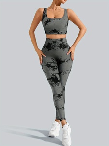 Conjunto de yoga de dos piezas para mujer, ropa de gimnasio de alto rendimiento, ropa deportiva sin costuras, leggings de yoga elegantes y sujetador deportivo, marca personalizada - Product Image 3