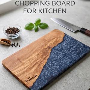 เขียงไม้เนื้อแข็งเคลือบอีพ็อกซี่สำหรับอุปกรณ์ครัว เขียงไม้เรซิ่นสวยหรูสำหรับเสิร์ฟ - Product Image 2