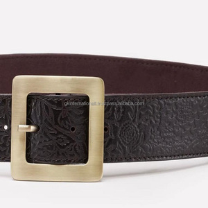 Cinturón de cuero occidental con grabado floral para hombre, correa de cuero occidental, de grano completo, hecho a mano, costura duradera y hebilla resistente - Product Image 1