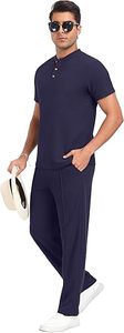 Conjunto Deportivo Casual Verde Menta para Hombre, Camiseta de Manga Corta, Pantalones Cortos Cargo, Transpirable, Ligero, Poliéster/Algodón, Cuello Redondo - Product Image 3