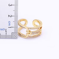 Bague ajustable géométrique créative QIKU pour femme, couleur or, en cuivre et zircon, bijoux exquis, accessoires tendance, cadeau pour fille