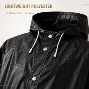 <b>Black</b> Fashion Adult Waterproof <b>Long</b> Raincoat Women <b>Men</b> Rain <b>Coat</b> Hooded for Outdoor Hiking Travel Fishing Climbing Thickened - Product Image 4