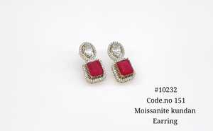 10232 Moissanite Kundan <b>Earrings</b> Doublet stone Mehandi Plated <b>Stud</b> <b>Earrings</b> Zircon Inlay Geometric Jewelry for Party Wedding - Product Image 4