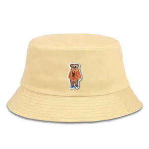 Orange Bear Embroidered Fisher <b>Hat</b> & Shirt 100% Cotton Casual Daily Wear for <b>Fishing</b> & Beach Waxed Embroidery Decoration - Product Image 2