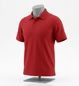 Men's Red Polo Shirt Short Sleeve Turn-<b>down</b> Collar Regular Fit Solid Color All Seasons 100% Cotton - Product Image 1
