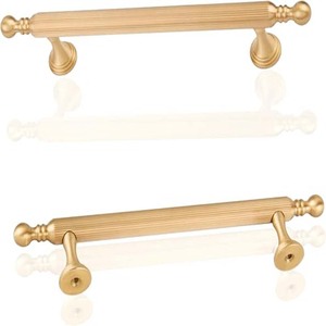 Brass <b>Cabinet</b> Handle <b>Vintage</b> Brushed Brass, 5-Inch Brass Handles for Drawer Dresser Cupboard Wardrobe Kitchen Furniture Hardware - Product Image 5