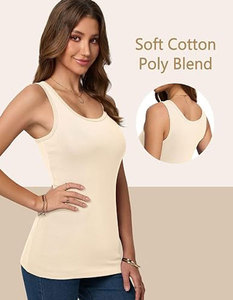 Women Solid Color Knitted Tank <b>Tops</b> Scoop Neck Sleeveless Casual <b>Top</b> Breathable Cotton Blend Regular Length - Product Image 1