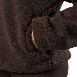 Dark Chocolate Knitted Zipper Jacket <b>Women</b> Cozy Fleece Quarter Zip Top Long Sleeve Stand Breathable Outdoor Casual Comfort Wear - Product Image 4