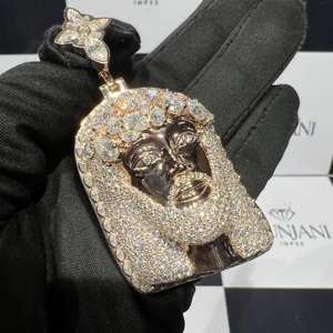 Colgantes y Dijes Personalizados Chapados en Oro Rosa con Certificación IGI VVS 925, Forma de Paz, Estilo Hip Hop para Hombre, con Incrustaciones de Diamantes - Product Image 2