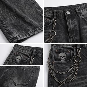 Pantalones Vaqueros Cargo de Cintura Alta, Ligeros, Desgastados, Rotos, de Corte Holgado, Color Sólido, Estilo Casual de Verano - Product Image 5