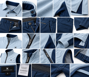 Ensemble de vêtements de golf personnalisés |   Six variations de couleurs bleu glacé |   Fabricant OEM ODM |   X Sports City |   Style sportif | - Product Image 4