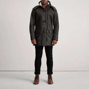 เสื้อโค้ทหนังแท้สำหรับผู้ชาย แบบยาว กันน้ำ ใส่ได้สองด้าน เป็นมิตรกับสิ่งแวดล้อม อุ่นสบายสำหรับฤดูหนาว เสื้อคลุมคุณภาพพรีเมียม - Product Image 3