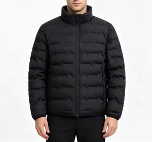 Chaqueta Bomber Negra de Lona para Hombre, con Capucha, Cierre de Cremallera, Transpirable, Resistente al Viento, con Relleno de Poliéster, para Uso Casual en Invierno - Product Image 1