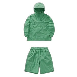 Two-Piece Men's Nylon Windbreaker <b>Shorts</b> Set Hooded Collar Printed <b>Technics</b> Customizable Embroidery Support - Product Image 5