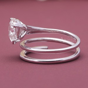 Bague en spirale avec diamant de laboratoire certifié IGI Avina Jewels, or 18 carats plaqué rhodium, bague solitaire moderne de luxe - Product Image 3