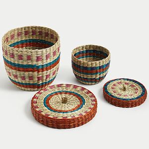 Handwoven Mini Seagrass Basket with <b>Lid</b> – Colorful Decorative <b>Storage</b> Basket for Jewelry, Cosmetics and <b>Small</b> Accessories - Product Image 3
