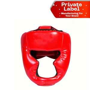 Protector de Cabeza de Boxeo de Cuero PU Rojo, Equipo de Protección para Adultos Unisex, Equipo de Entrenamiento Deportivo - Product Image 1