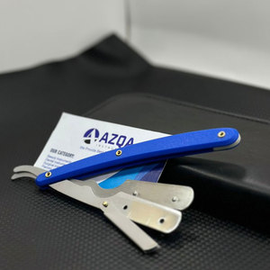Navaja de Afeitar Profesional con Mango Azul, Cuchillo de Afeitar de Acero Inoxidable para Barbería y Cuidado Personal Masculino - Product Image 2