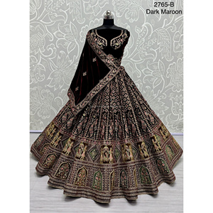 Collections de vêtements de mariée indiens en velours pour la mariée avec travail Zarkhan par Fabzone Modèle FZBELLA - Product Image 5