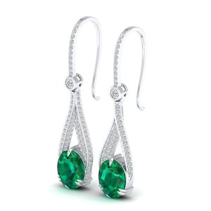 REYES Precio de Fábrica al por Mayor, Pendientes Huggie de Oro de 14K con Diamantes Certificados IGI, Corte Redondo, Gema Esmeralda de 4.84ct, Joyería Colgante - Product Image 3