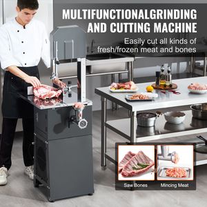 Macchina Elettrica Professionale per Tagliare la Carne in Acciaio Inox da 550W, Piano di Lavoro 19.1"x15", Capacità di Taglio 7.09" - Product Image 2