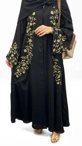 Best Luxurious Women Kaftan Abaya Dress Handmade Turkish Floor Length Long Sleeve Soft Breathable Polyester Floral Loose Fit - Product Image 3