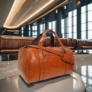 Sac de voyage unisexe en cuir véritable imperméable et tendance avec fermeture éclair, grande capacité, idéal pour les week-ends, double compartiment - Product Image 6