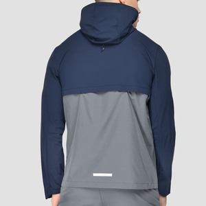 Ensemble de survêtement homme gris marine à manches longues avec capuche et cordon de serrage, coupe décontractée sportive, respirant, coupe-vent, couleur unie, printemps - Product Image 5