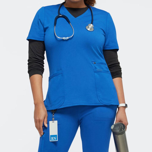Tenue médicale OEM pour femme : Blouse à col en V et pantalon jogger – Confortable, extensible, uniforme d'hôpital – Fournisseur - Product Image 6