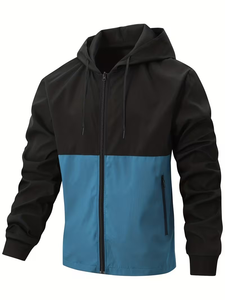Men's Eco-Friendly Knitted Fleece Long Sleeve Hooded Zip-Up <b>Jacket</b> Windproof Smart Casual <b>Slim</b> <b>Fit</b> Winter Wear Black Blue - Product Image 6
