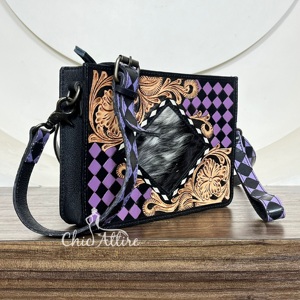 New Arrival Brand Designer Tooled Checkered Leather Women Crossbody Bag Direct Supply Premium Cowhide Leather Women Mini Bag - Product Image 1