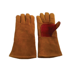 High Quality High Heat Resistance Anti-Cut Breathable Fleece Lined Golden Cowhide Leather PPE Welder <b>Gloves</b> TIG/MIG/Stick - Product Image 1