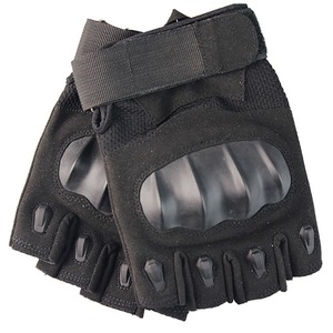 Gants de sport demi-doigts noirs en PU avec fermeture auto-agrippante unisexe pour l'entraînement de fitness estival et la protection - Product Image 4