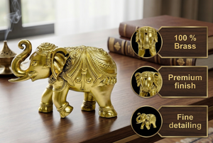 Idole en laiton pur en forme de trompe d'éléphant, 100% laiton, 6,6 x 3,2 x 4,5 cm, 75 g, Hathi Murti traditionnel pour Puja, Art moderne fait main, Décoration d'intérieur - Product Image 3