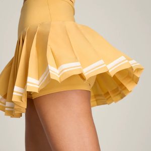 Robe de tennis sans manches à col montant couleur moutarde pour femme, ajustée, respirante, couleur unie, vêtement de sport d'été - Product Image 6