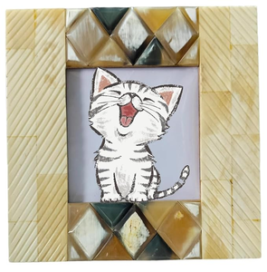 Cadre photo vertical carré en MDF décoratif FAIZA CRAFT FC-9219 avec incrustation d'os, étanche, impression UV personnalisée, luxe, pour table de salon - Product Image 2