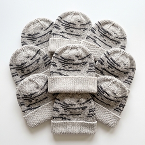 Bonnet en tricot Space Dye à revers moucheté, beige mélangé, chaud pour l'hiver, fournisseur direct d'usine en gros - Product Image 1