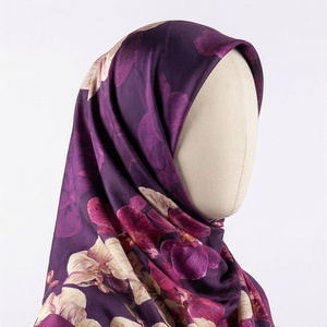 Hiyab de Chifón con Estampado Floral para Mujer, Poliéster Suave al Tacto, para Uso Diario, Pañuelo Étnico de Oriente Medio - Product Image 1