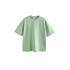 T-shirt à manches courtes col rond vert clair pour homme, 100% coton, coupe classique, couleur unie, jersey tricoté, style décontracté - Product Image 3