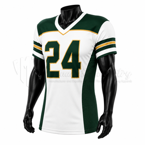Uniforme de Fútbol Americano Personalizado Verde, Blanco y Dorado, Ropa Deportiva Transpirable de Alto Rendimiento, OEM ODM - Product Image 3