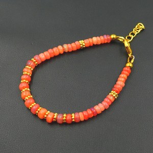 Bracelet en perles d'opale d'Éthiopie naturelle orange HAYAAT GEMS |   Bijoux d'anniversaire de luxe en pierres précieuses multicolores AAA, octobre - Product Image 5