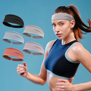 Solid Color Non-Slip <b>Sports</b> <b>Headband</b> Breathable Spandex Nylon Sweatband Women Yoga Gym Running Workout Thin Eco-Friendly 4.5cm - Product Image 4