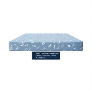 Sábana Ajustable de Algodón Suave de 300 Hilos, Tamaño King/Twin, 75x72x13 Pulgadas, Sábana Plana Estampada o Lisa para Uso en Hogar, Hotel u Hospital, Material PP - Product Image 2