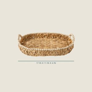 Home Riverrun Grove Bandeja Decorativa Tejida de 17 Pulgadas, Cesta Grande de Jacinto de Agua Natural con Asas de Madera para Decoración de Mesa de Centro - Product Image 3