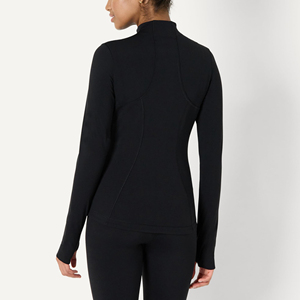 Women's Full Sleeve <b>Zip</b>-<b>Up</b> Yoga Jacket Stand Neck Solid Color Breathable Stretch Athletic Fit Regular Style Customized Jackets - Product Image 2