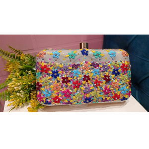 Latest Luxury & Fashionable Clutches Leather <b>Handbag</b> Purse Handmade Beaded Clutch <b>for</b> Women and Girls <b>for</b> <b>Weddings</b> and Parties - Product Image 2