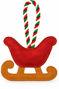Jouet à mâcher pour chien de Noël de haute qualité, traîneau du Père Noël en daim rouge avec patins marron et poignée en corde festive pour le jeu des animaux de compagnie pendant les fêtes - Product Image 5