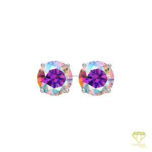 Boucles d'oreilles clous de luxe en moissanite, argent sterling 925, taille ronde, bijoux étincelants, cadeau pour femme - Product Image 2
